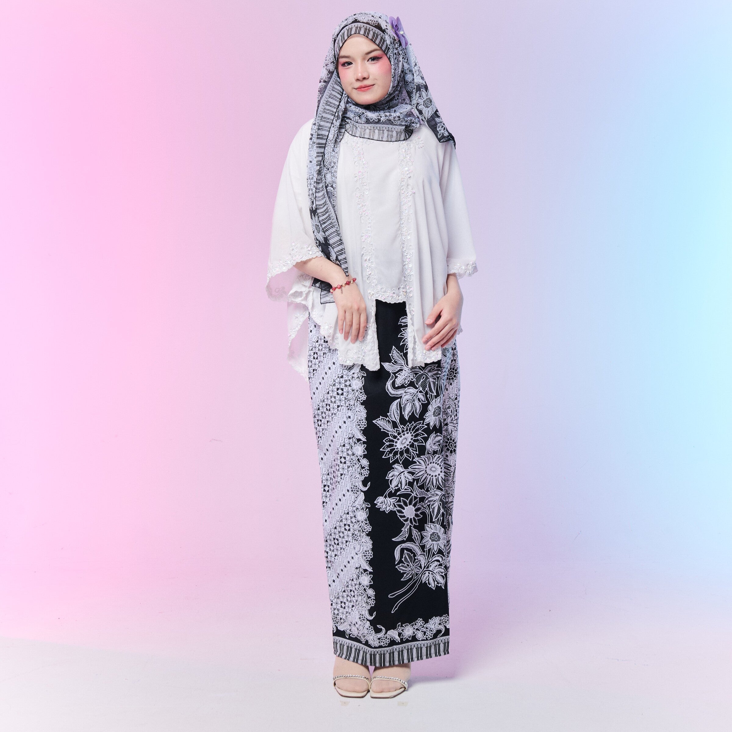 RIMBUNKL YUMEKO SET ( shawl + Top + bottom)