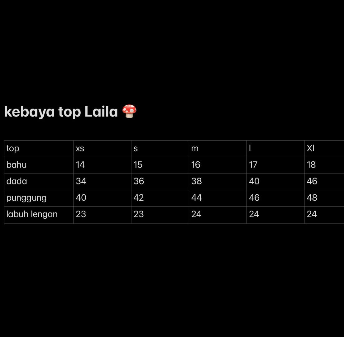 Size chart