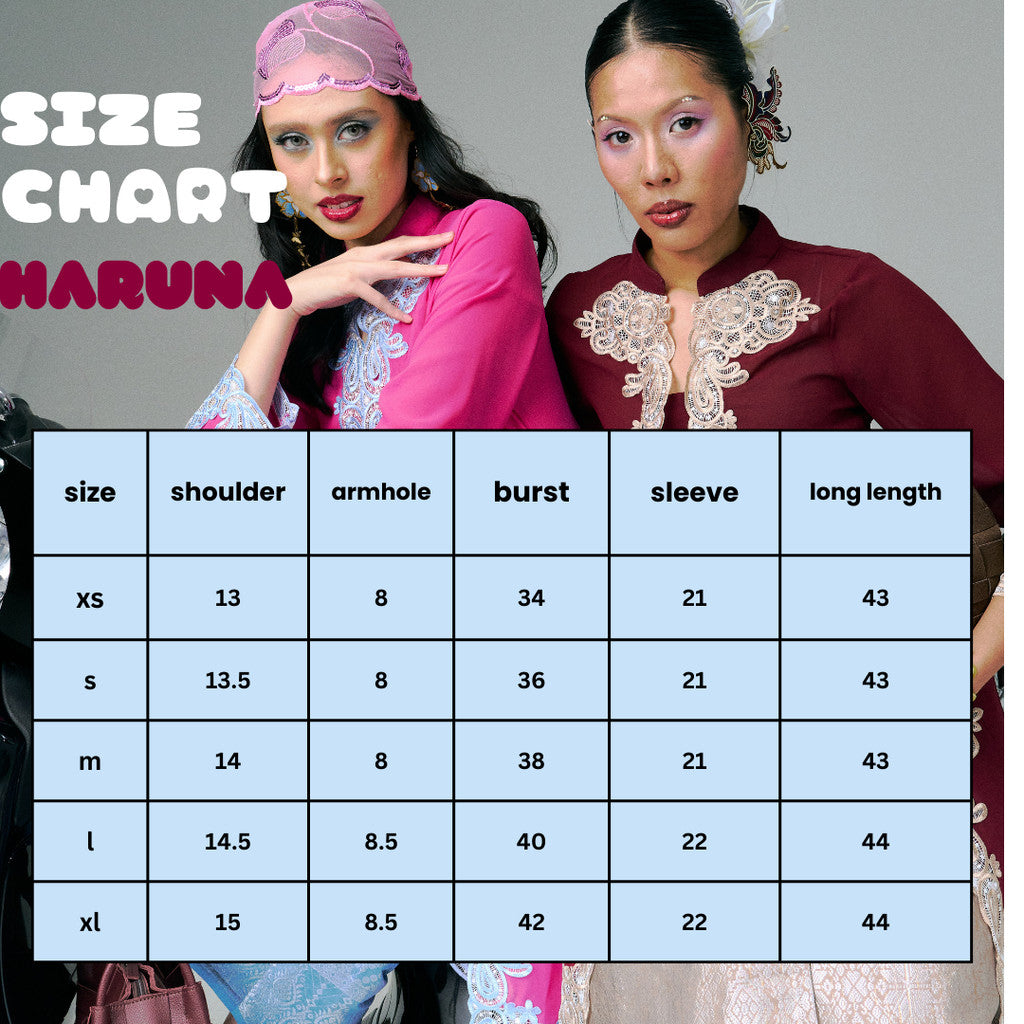 Size chart for Kebarung Haruna - Top Only